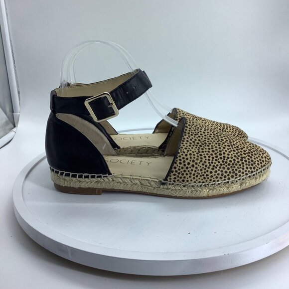 Sole Society Stacie 2 Closed Toe Espadrille Shoe Women Sz 7 Real Cow Fur Leather - Picture 5 of 7